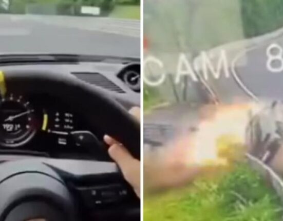 Accident dramatic pe o pistă. Două mașini s-au ciocnit la 200 km/h și s-au făcut praf