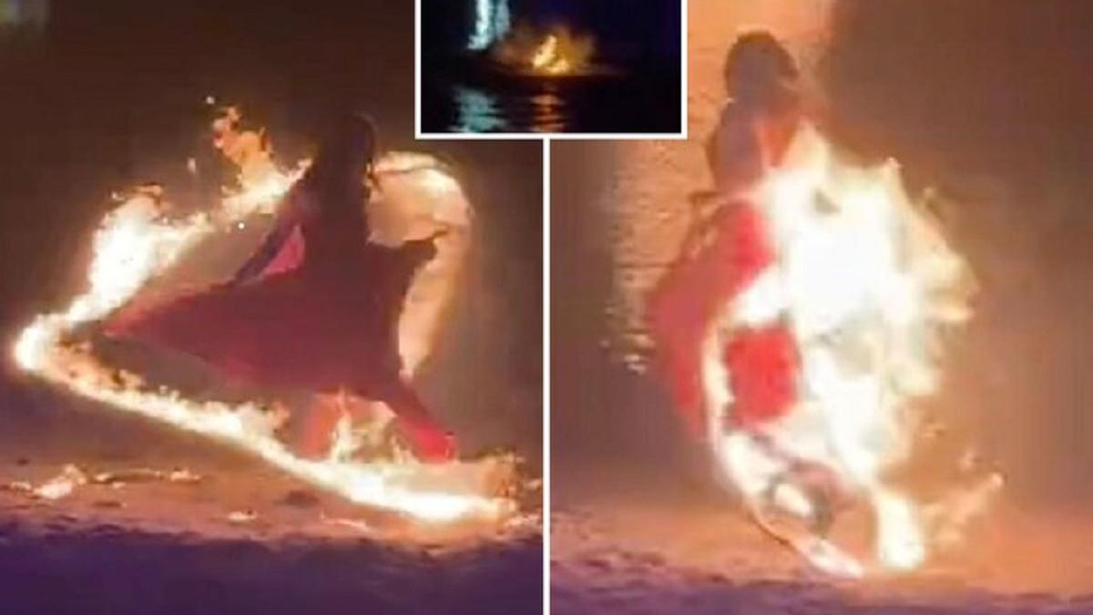 O dansatoare a luat foc în timpul unui spectacol. Imagini cutremurătoare